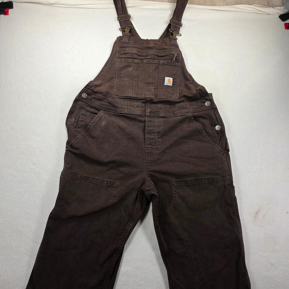 Carhartt Women Brown Loose Fit Canvas Bib Overalls Medium 8-10